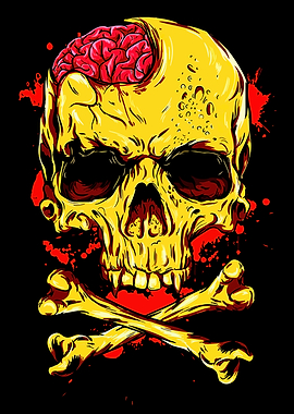 Skull with Brain and Crossbones