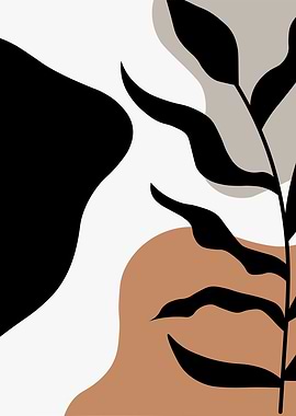 Abstract Botanical Art with Neutral Tones