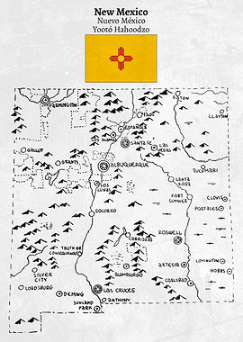 Hand Drawn Map of New Mexico