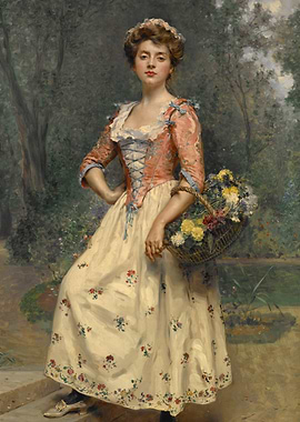Young Woman with Flowers Painting