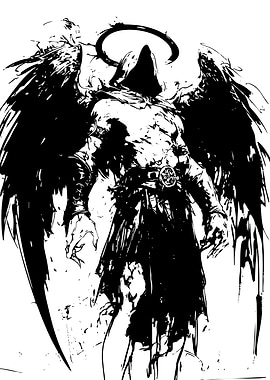 Dark Angel Warrior Illustration