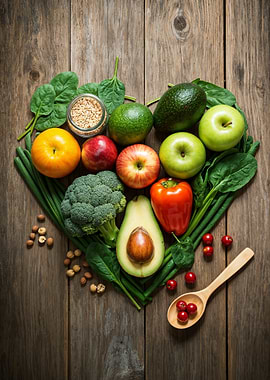 Heart-Shaped Arrangement of Fresh Produce