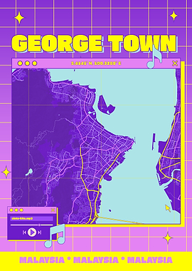 George Town, Malaysia Map Art