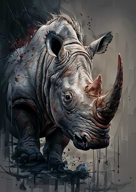 Rhino Portrait with Abstract Background