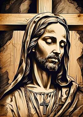 Jesus Christ Portrait with Cross