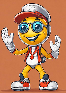 Cartoon Emoji Character with Cap and Glasses