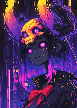 Anime Girl with Skull Mask