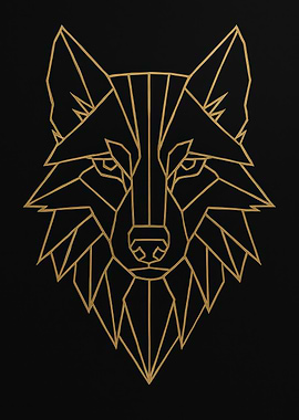 Geometric Wolf Head Art
