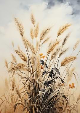 Wheat Field Botanical Art