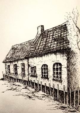 Ink Drawing of an Old House