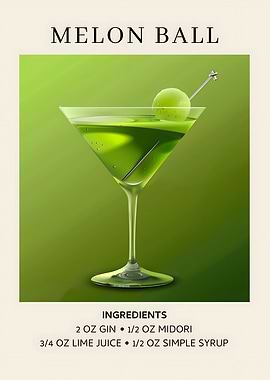 Melon Ball Cocktail Recipe Illustration