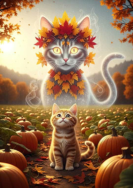 Autumn Cats Pumpkins