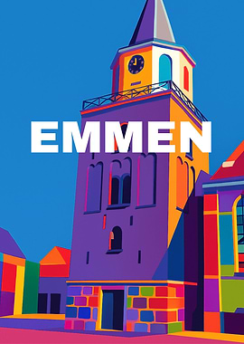Emmen Cityscape Pop Art Illustration