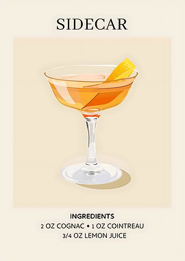 Sidecar Cocktail Recipe Illustration
