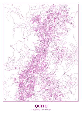 Quito City Map - Pink