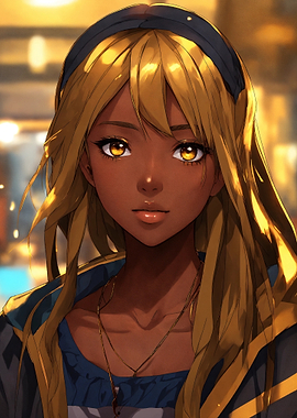Anime Girl Portrait with Golden Hair