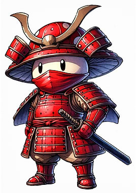 Mushroom Samurai Cartoon Character