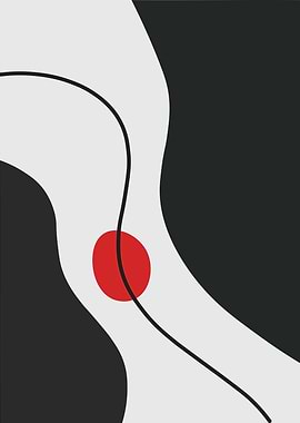 Minimalist Abstract Art with Red Dot