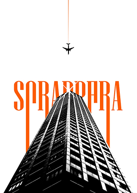 Skyscraper and Airplane Minimalist Art