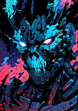 Cyberpunk Robot Warrior Portrait
