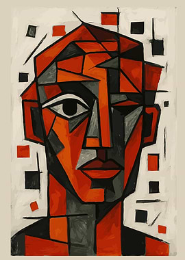 Abstract Portrait in Red and Black