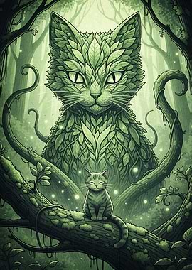 Green Forest Cat Guardian