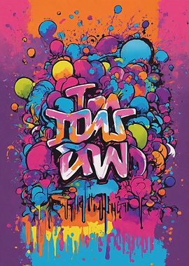 Colorful Abstract Graffiti Art with Text