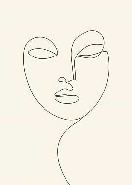 Minimalist Line Art Face Portrait