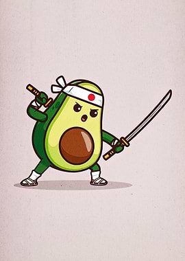 Avocado Ninja Cartoon Character