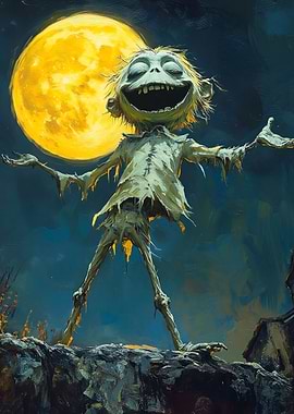 Creepy Figure Under a Full Moon