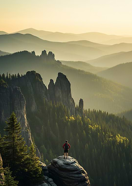 Mountain Vista with Hiker