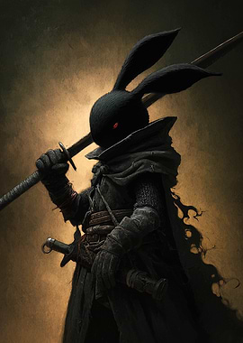 Dark Rabbit Warrior with Katana