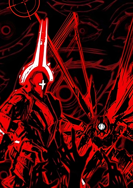 Ultrakill Red and Black Sci-Fi Battle Scene