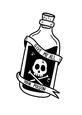Poison Bottle with Skull and Crossbones