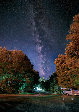 Milky Way over Campground at Night