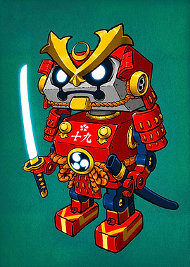 Robot Samurai Warrior with Katana