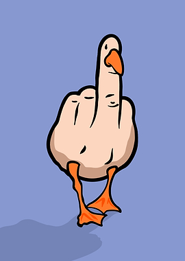 Cartoon Goose Giving the Finger
