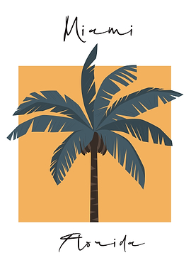 Miami Florida Palm Tree Illustration