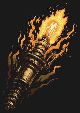 Flaming Spark bulb Illustration