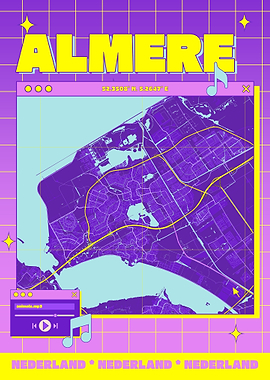 Almere Map Art - Retro Style
