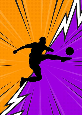 Soccer Player Silhouette with Dynamic Background