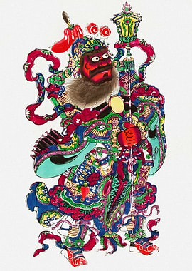 Colorful Chinese Deity Illustration
