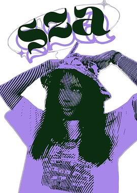 SZA Portrait with Lilac and Green