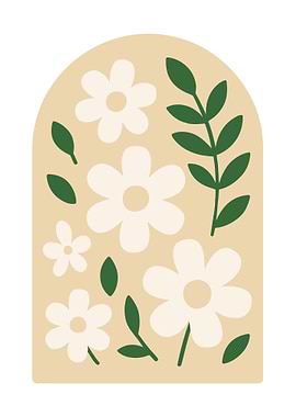 Floral Arch Illustration with Daisies and Leaves