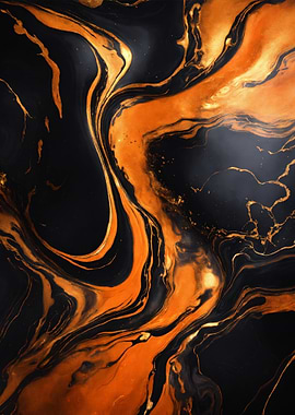 Abstract Black and Gold Fluid Art