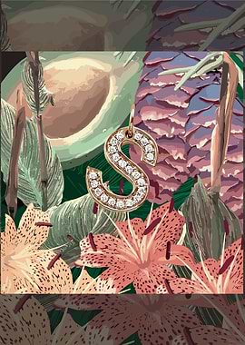 Floral S Initial Pendant Illustration