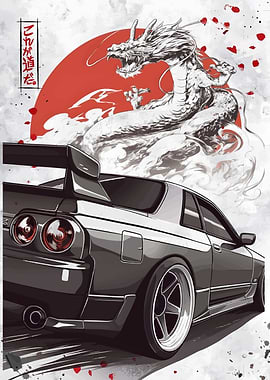 Nissan Skyline R32 with Dragon Art