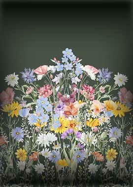 Floral watercolor arrangement on dark background