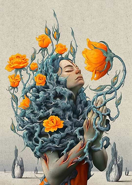 Floral Woman with Roses