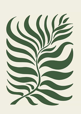 Green Leaf Illustration on Beige Background